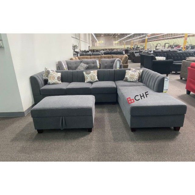 3 Pc Sectional Sofa With Storage Ottoman // Memorial Day Sale
