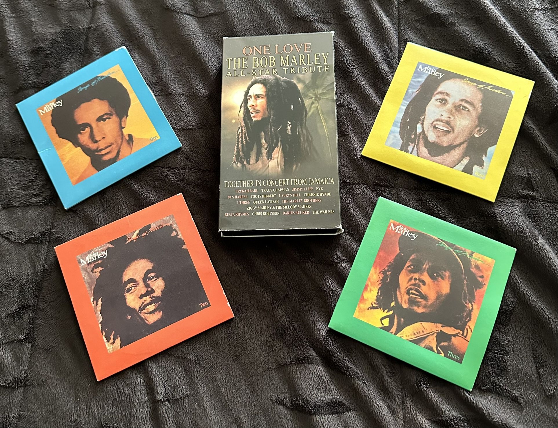 Bob Marley 4 CD Songs Of Freedom + 1 DVD One Love - All For One Great Price Preowned No Scratches SHIPPING ONLY 