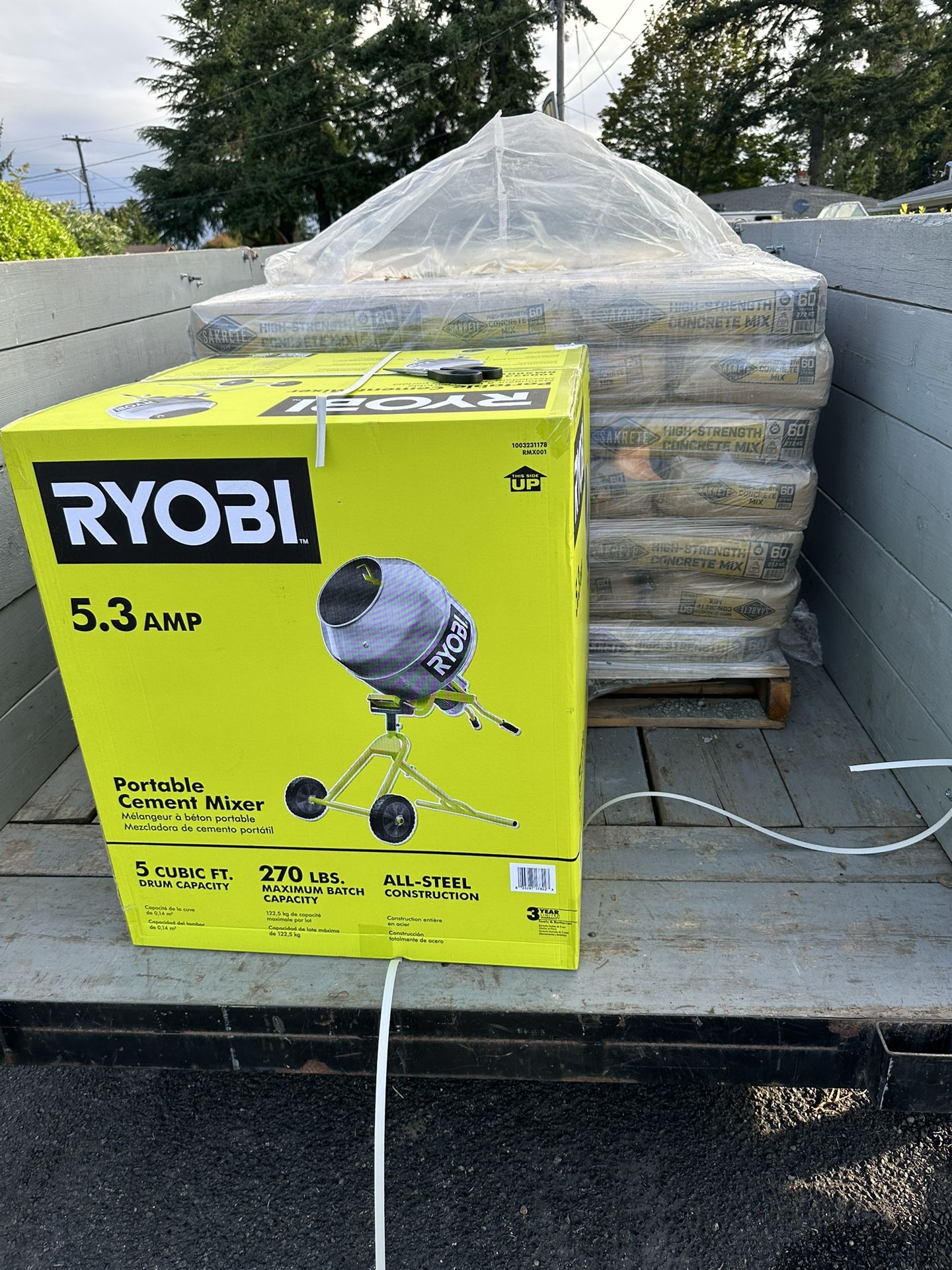 Ryobi 5.3 Amp 5 Cu Ft Steel Concrete Mixer