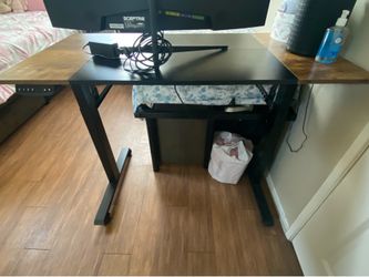 Adjustable Rolling Desk – Black & Brown – 47" x 23.5"