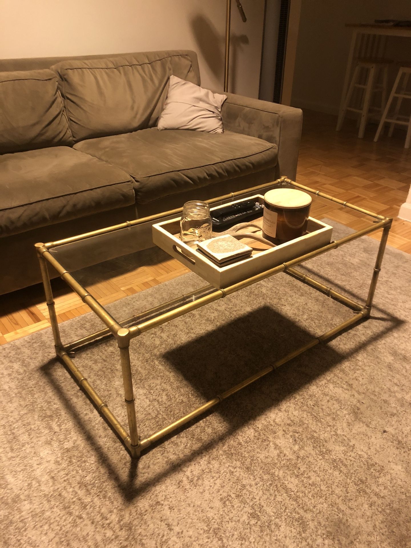 Gold and glass coffee table