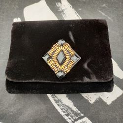 FAIR CONDITION Caryl Brill Velvet Black Evening Bag Purse 