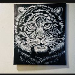Original Art On Canvas .  Size 28.5*33.5 . Tiger  