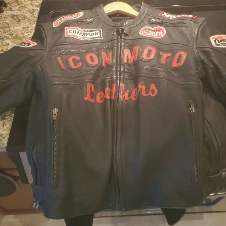 Bike Leathers ,icon Leather Riding Jaket With Elbo Protection Plates ,sholders ,also Iner Layer For Winter