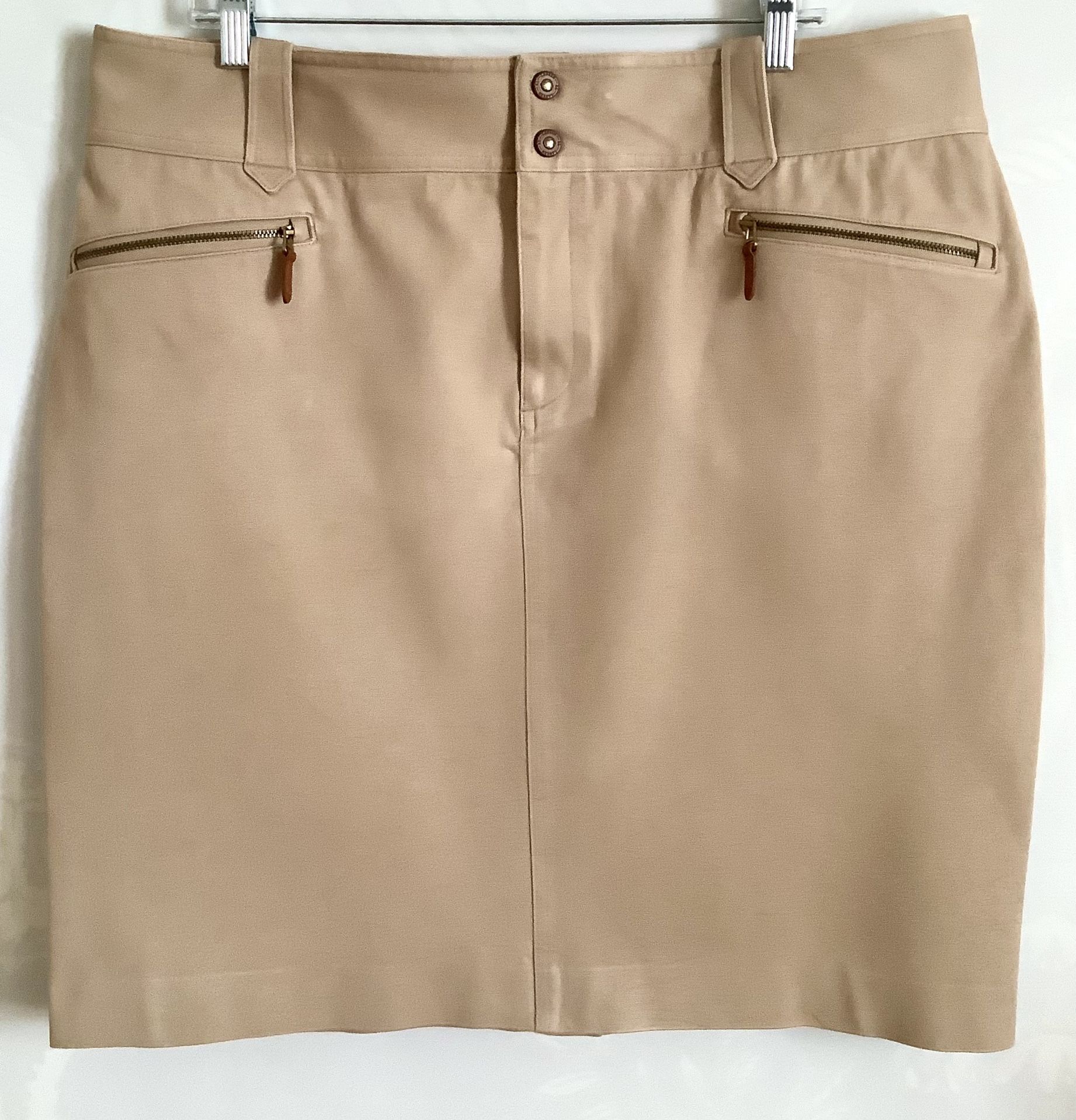 🌹Lauren Ralph Lauren Women’s Khaki Straight Pencil 2 Cargo Pockets Skirt Sz 16