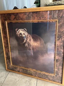 Edward Aldrich Hunter's Gaze - Grizzly Bear Wall Framed Painting