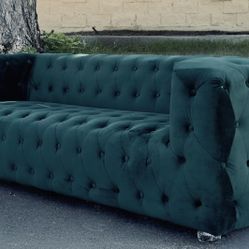 Emerald Green Tufted Designer Sofa