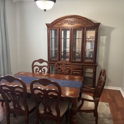 Dining Room Table, 6 Chairs And China Cabinet