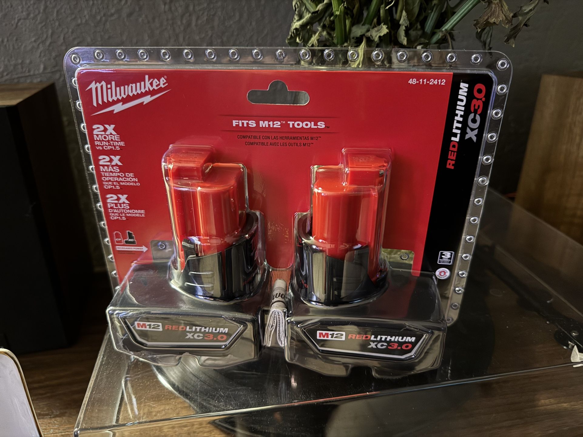 Milwaukee M12 12-Volt Lithium-Ion XC Extended Capacity 3.0 Ah Battery 2-Pack