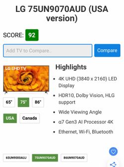 LG 75” 4k UHD Smart TV