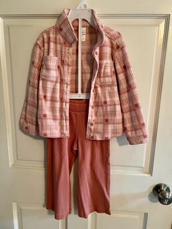 Carters 2 piece pink plaid pants set size 3T