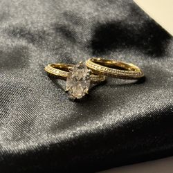 Certified Oval Cut Lab Diamond Ring Set In 18 Karat Gold