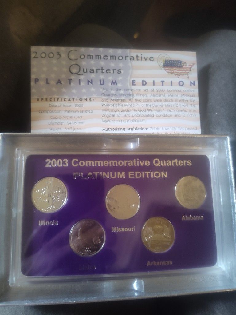 2003 Commemerative State Quarters Set Platinum Edition 