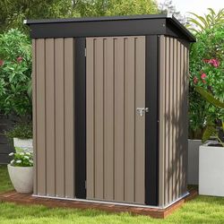 #F 5x3ft Outdoor Storage Shed, Sloping Roof Tool Shed and Lockable Door, Metal Shed for Garden, Patio, Backyard Lawn $ 79