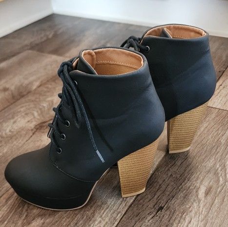 Black Qupid Lace Up Booties
