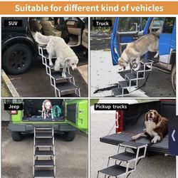 Dog Car Ramp for Large Dogs, Lightweight Dog Stairs Support up to 200lbs, Folding Dog Ramp with Increased Nonslip Surface