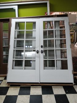 White French Double Door with Glass Panels