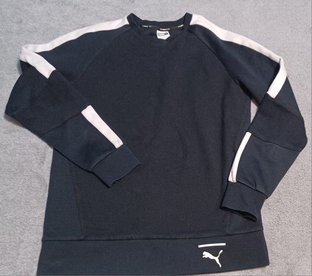 Men's Size Small Puma Sweatshirt Long Sleeve Black Running Reflective 