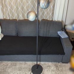 Modern Freestanding Lamp with 2 Glass Globe Lampshades