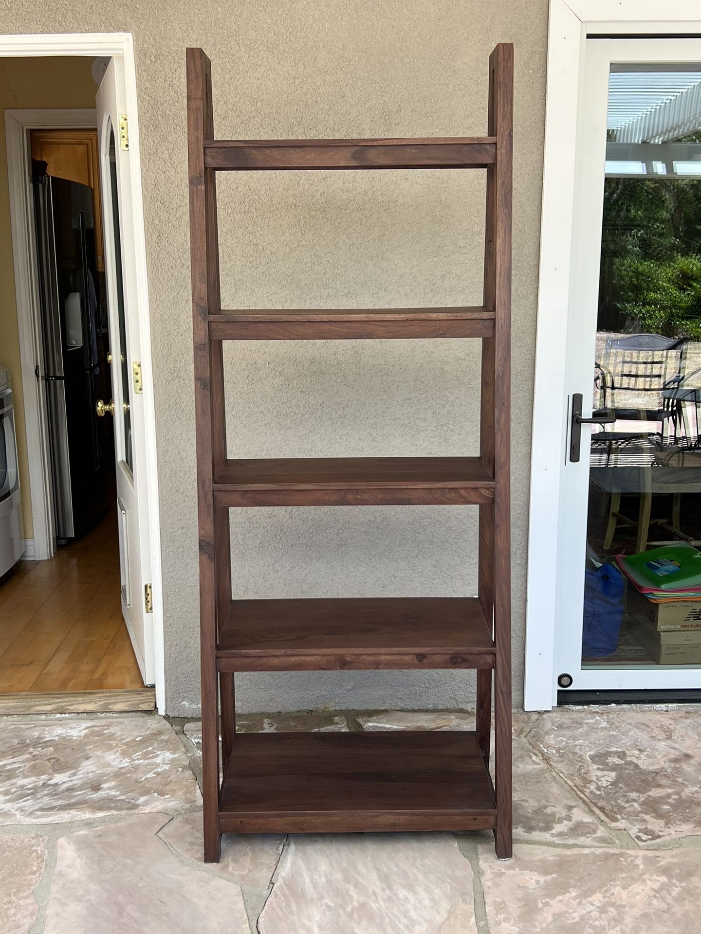 CRATE & BARREL Brown Wooden Open Ladder Bookcase 5 Shelf *QUALITY*