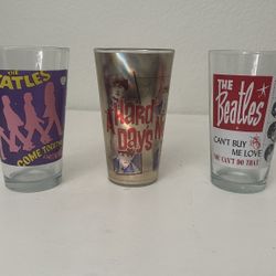 3 Retro Beatles Glassware Glasses