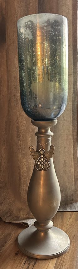Candle Holder 39 “ Glass And Metal