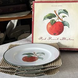 Vintage Williams-Sonoma Red Fruit Plates Set of 4