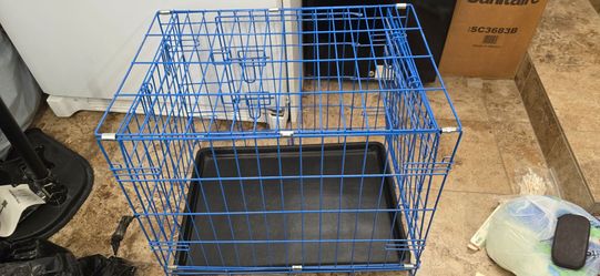 Small Wire Dog Cage, Blue, 2 doors