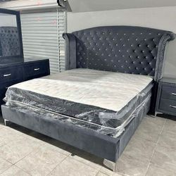 Brand New ▪️$10 Down Payment Finance ▪️ Melody 4 Piece Queen Upholstered Bedroom Set 