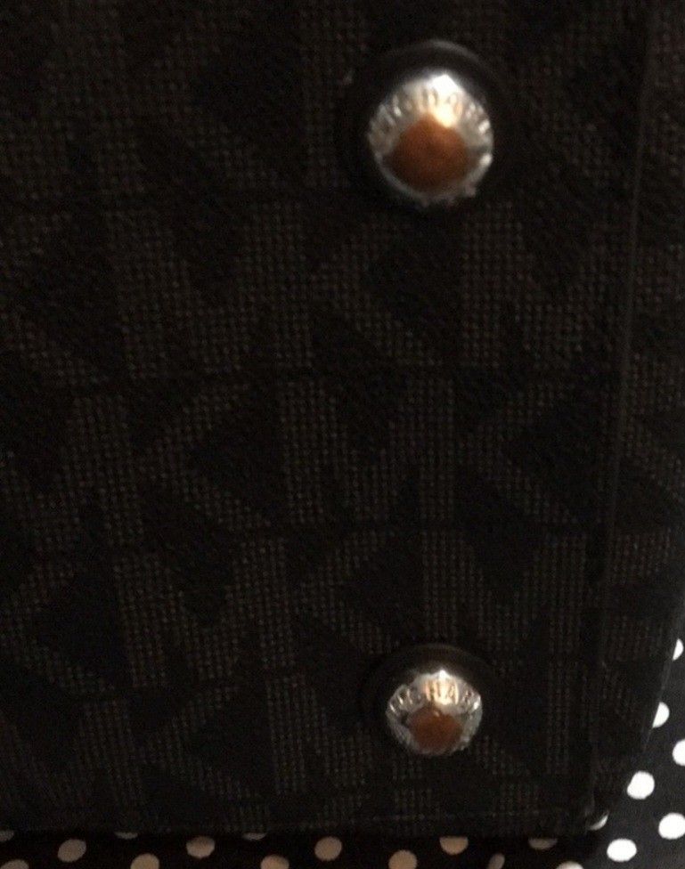 Michael Kors Large Black Logo Tote With Silver Accents