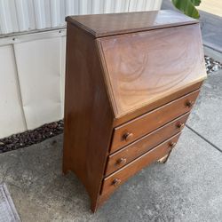 Antique 4 Drawer Dresser With Fold Out Desk. 
