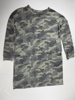 Oddi Women's Small Camouflage Long Sleeve Pullover Dress