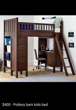 $325 obo Kids loft/floor pottery barn bed and desk