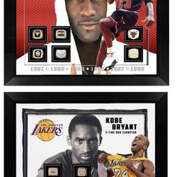 Kobe Bryant Michael Jordan Framed Championship Rings