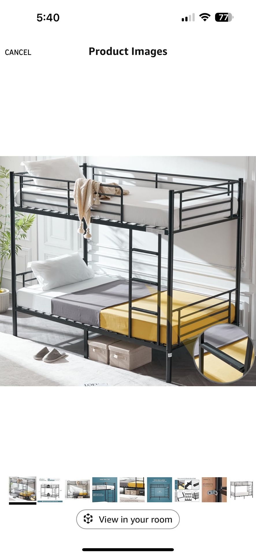 VINGLI Bunk Bed Twin Over Twin