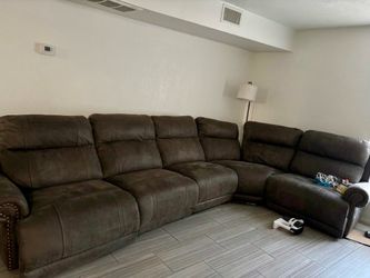 Dark Brown Sectional Sofa with Accents