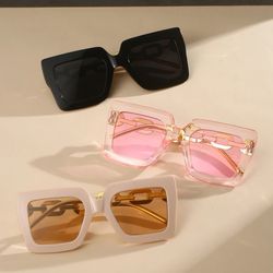 3 Pairs Women Square Frame Fashion Glasses