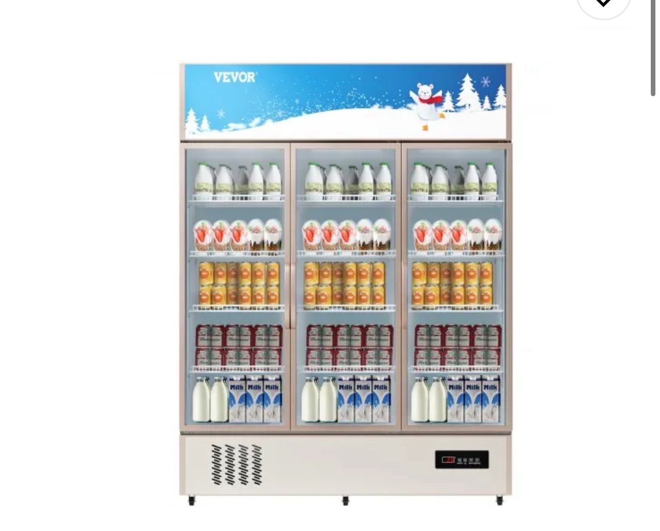 VEVOR Commercial Refrigerator,Display Fridge Upright Beverage Cooler, Glass Door with LED Light for Home, Store, Gym or Office, (35 cu.ft. Triple Swin