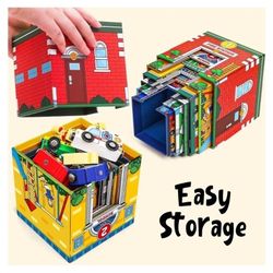 Atoylink Toddler Sorting and Stacking Toys with Magnetic Wooden Cars & Community Helpers, Baby Number Blocks Nesting Boxes 
