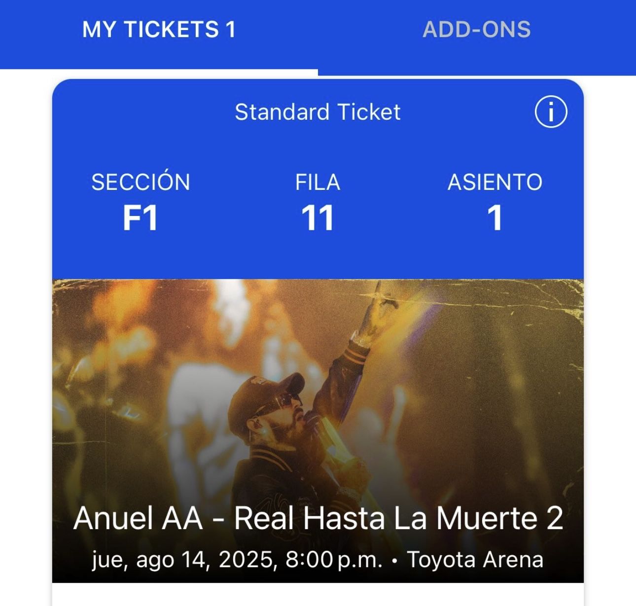 Anuel Concert Ticket