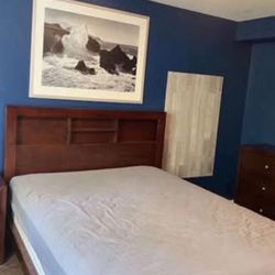 Bedroom set queen bed frame 1 night, stand, and dresser (mattresses not included)