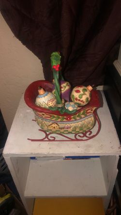 Jim Shore Sleigh With Removable Ortaments!!