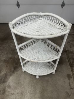 Wicker 3-tier Corner Shelves.