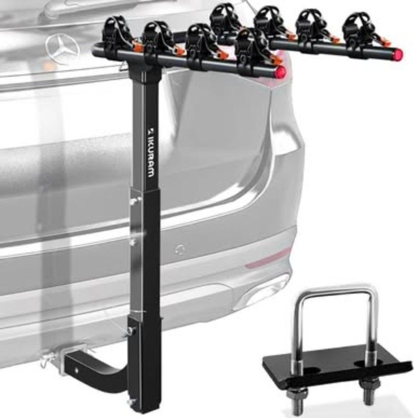 4 Bike Hitch Rack, Folding, Black, o in" Reciever, NEW