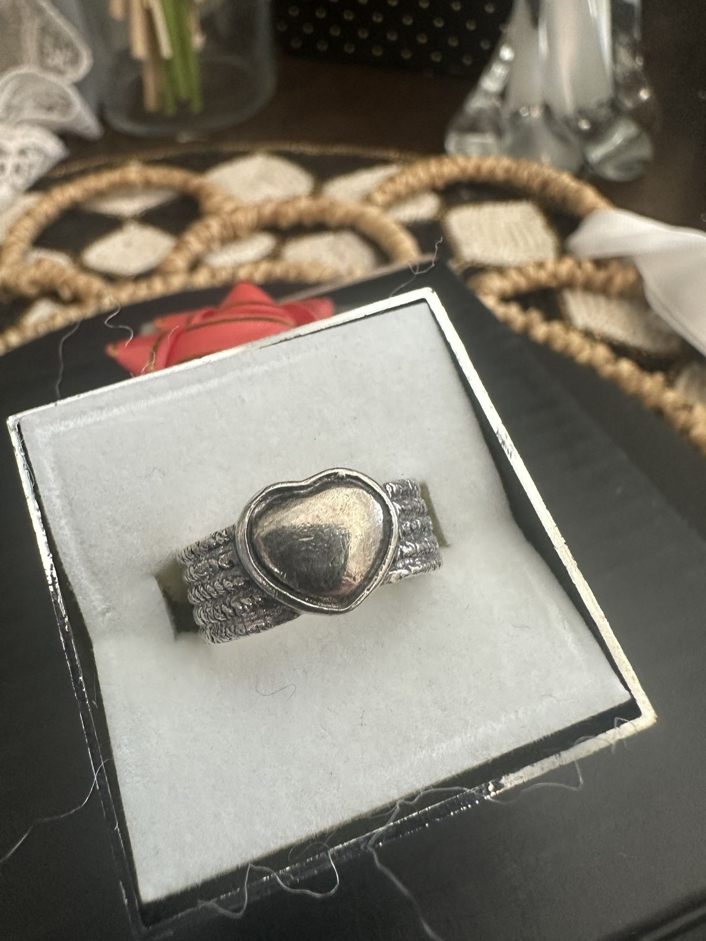 Vintage Silver Heart Band