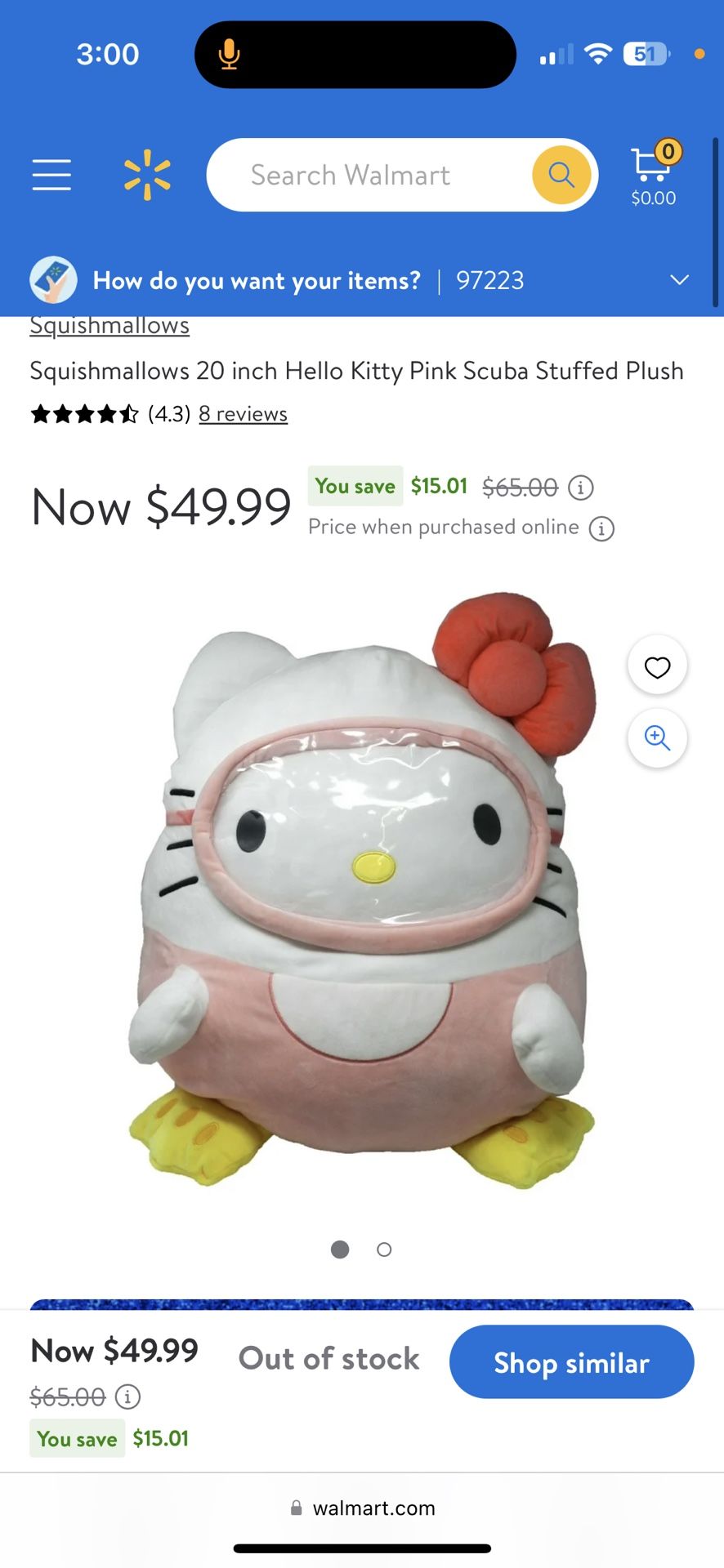 Huge Hello Kitty Squishmallow 20”