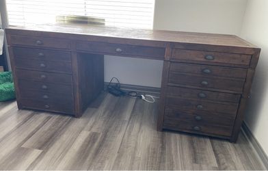 RH Restoration Hardware 80" Printmaker's Executive Desk – Solid Rustic Pine