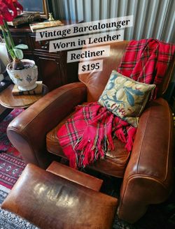 Vintage Barcalounger Genuine Leather Recliner Chair (worn in/ used)