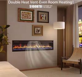 46 in. Wall-Mount Electric Fireplace in Black with Adjustable Flame Colors and Speed Touch Screen Remote Control Vented