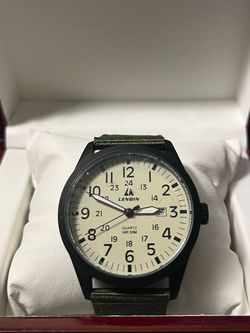 LN LENQIN Men's Military Sport Field Watch - Quartz, Olive Green Nylon Strap